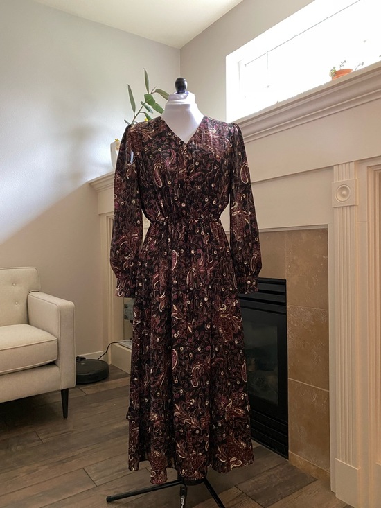 & Other Stories Dresses & Skirts - & Other Stories Paris Atelier Paisley Long Sleeve Dress in Burgundy